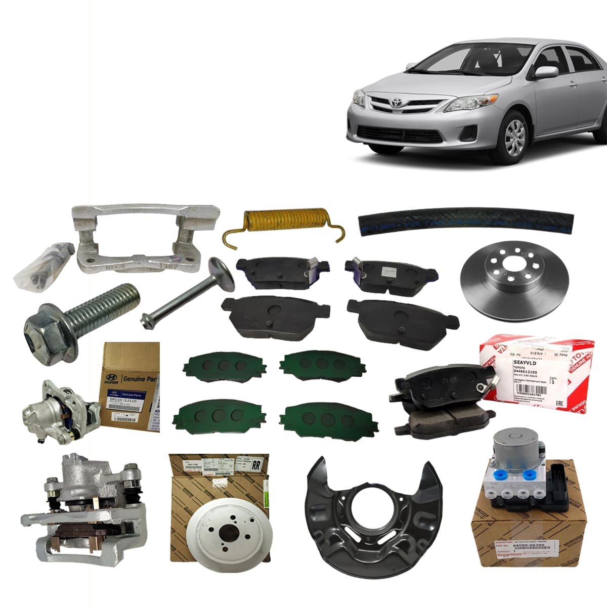 New Toyota Corolla Brake Parts Kit Includes Master Cylinder Pads Shoes Caliper Disc Drum Brake Repair Booster Cable Hose